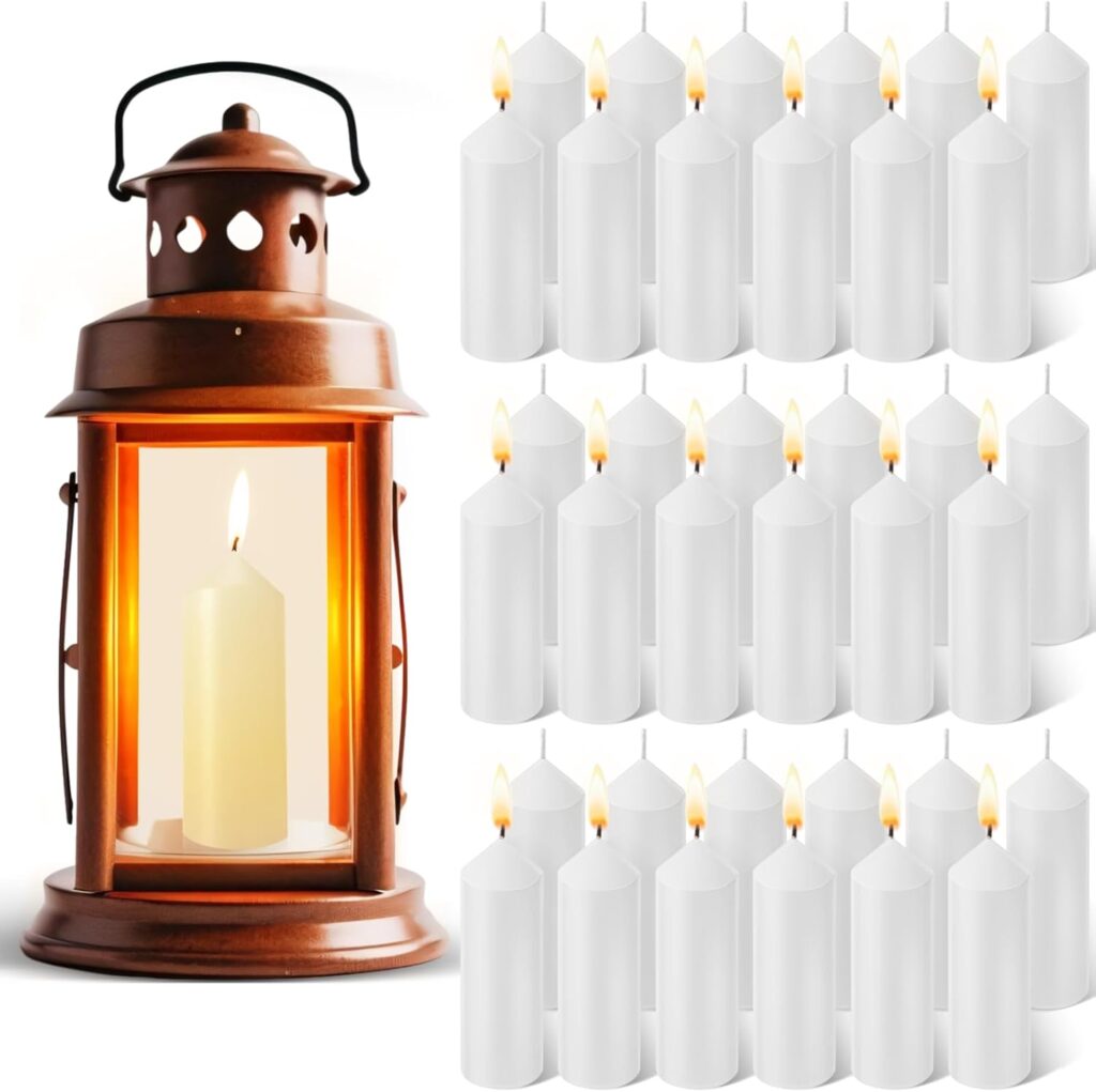 36 Pack 9 Hour Emergency Candles Compatible with Candle Lanterns Emergency Candles Long Burning Survival Candles for Outdoor Camping Emergency Survival Preparedness (Lantern Not Included)