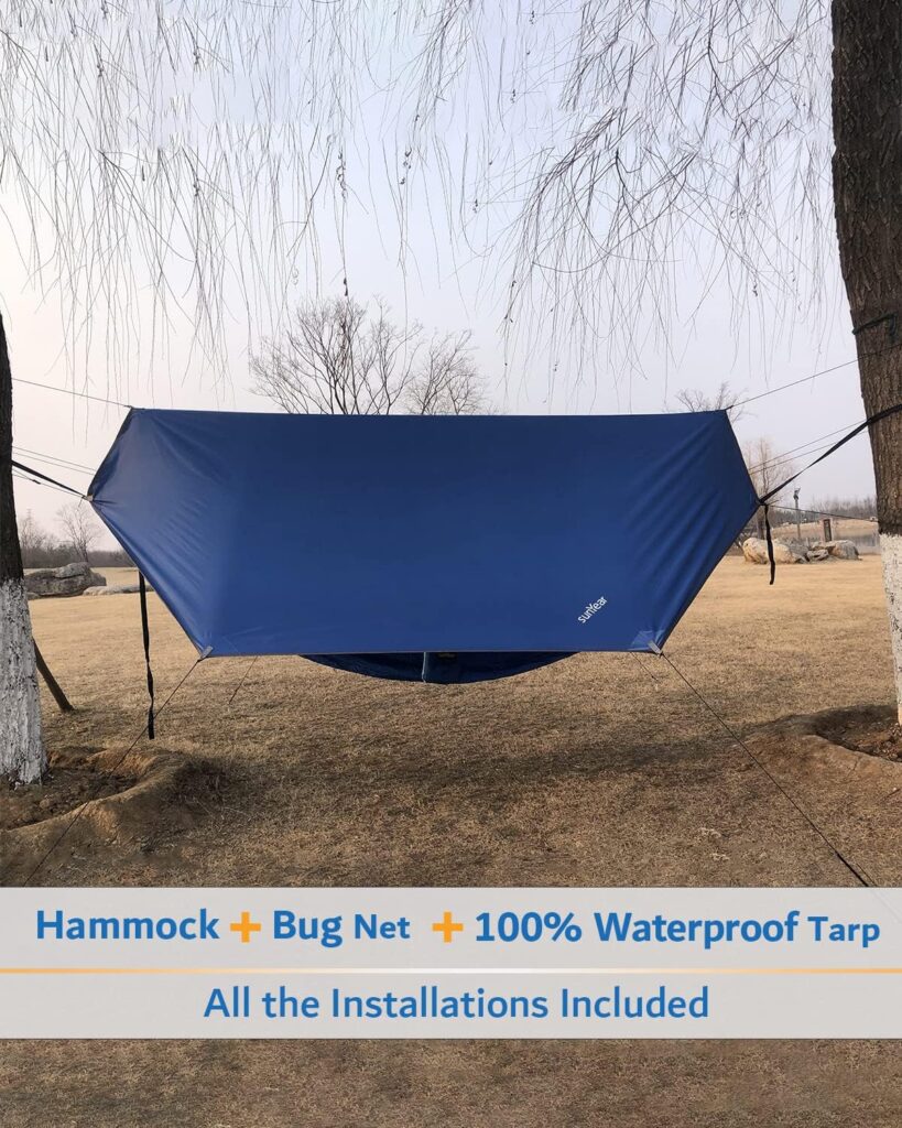 Camping Hammock, Portable Double Hammock with Net, 2 Person Hammock Tent with 2 * 10ft Straps, Best for Outdoor Hiking Survival Travel