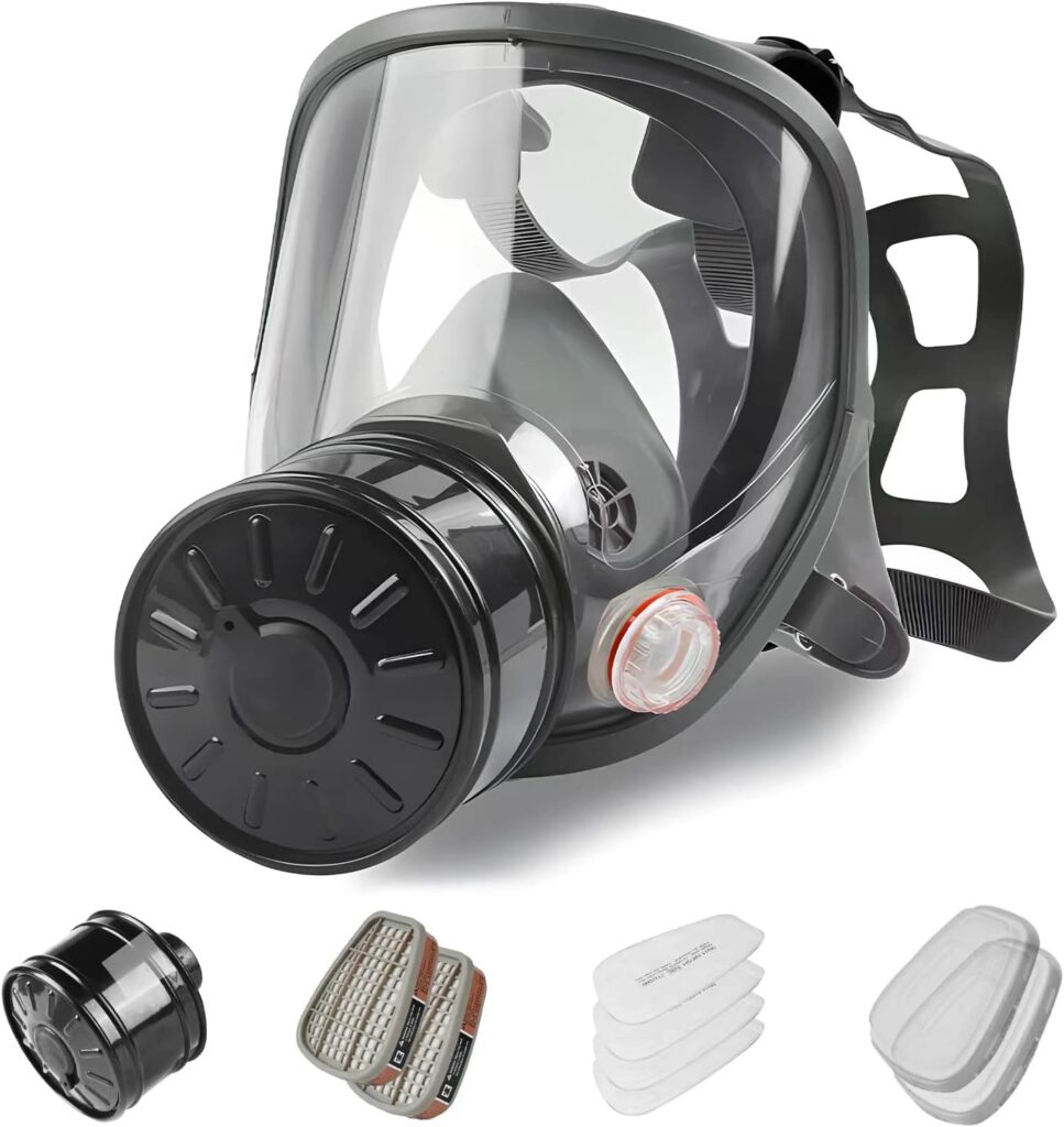 Full Face Gas Mask, Gas Masks Survival Nuclear and Chemical with 40mm Activated Carbon Filter, Reusable Respirator Mask for Gases, Vapors, Dust, Chemicals