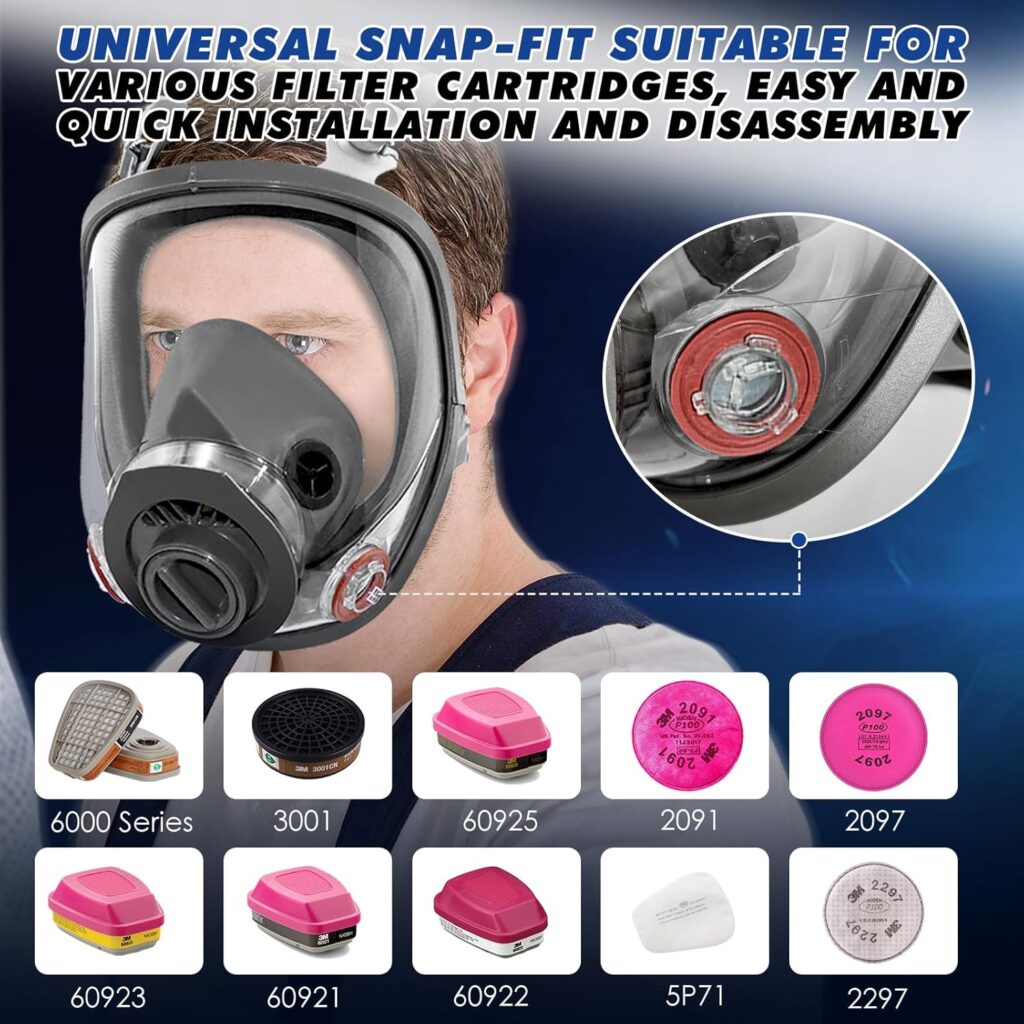 Full Face Gas Masks Survival Nuclear and Chemical, Reusable Full Face Respirator Gas Mask with Activated Carbon Filter