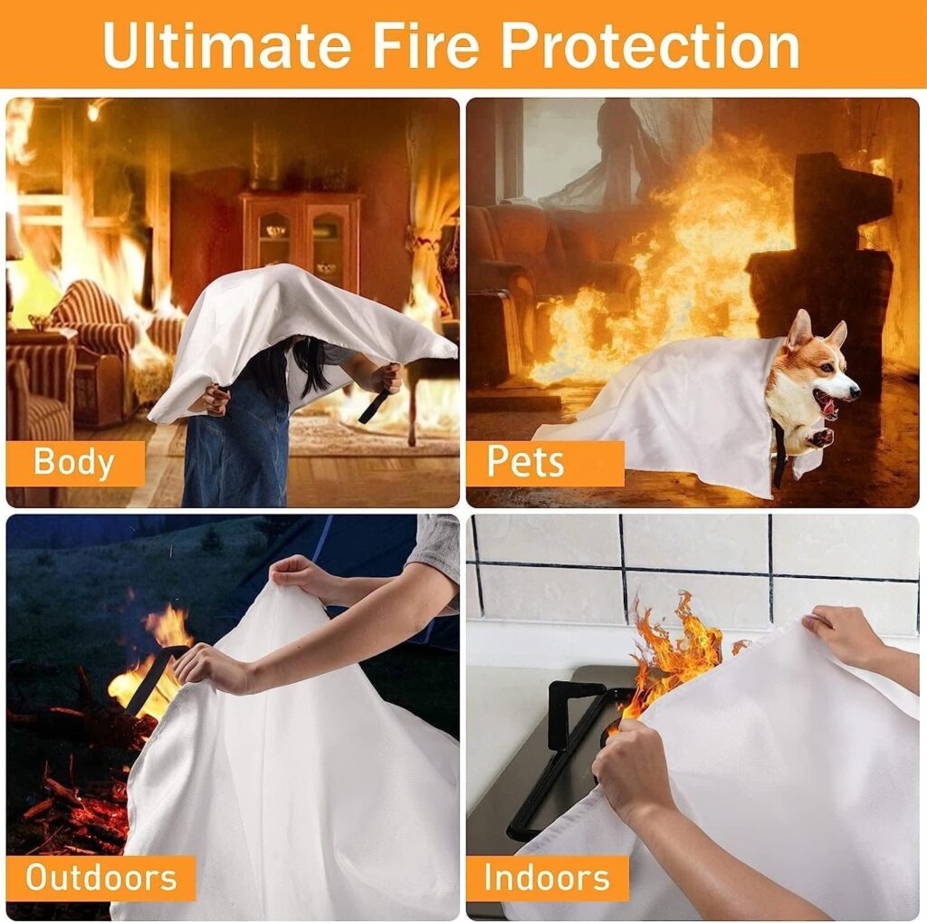 LUXJET Emergency Fire Blanket for Home Kitchen Fiberglass Suppression Fire Blanket, Fire Extinguisher for Camping, Kitchen, Boat, Car Office, Amusement Building