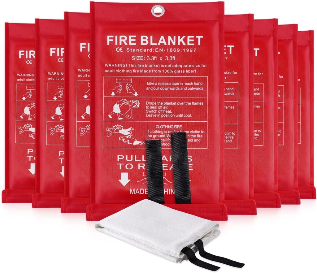 LUXJET Emergency Fire Blanket for Home Kitchen Fiberglass Suppression Fire Blanket, Fire Extinguisher for Camping, Kitchen, Boat, Car Office, Amusement Building