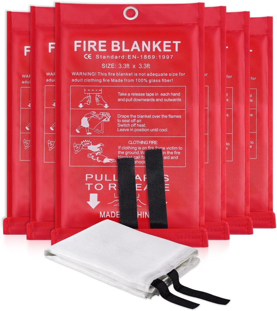 LUXJET Emergency Fire Blanket for Home Kitchen Fiberglass Suppression Fire Blanket, Fire Extinguisher for Camping, Kitchen, Boat, Car Office, Amusement Building