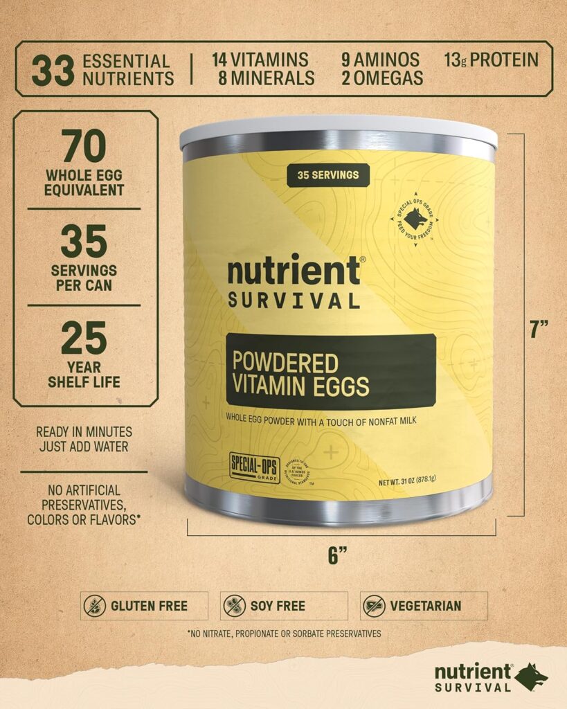 Nutrient Survival Potato Flakes, Powdered Vitamin Potato (30 Servings) for Mashed Potatoes, Soups, Emergency Food Supply Camping Supplies, 38 Nutrients, Shelf Stable Up to 25 Years, One Can