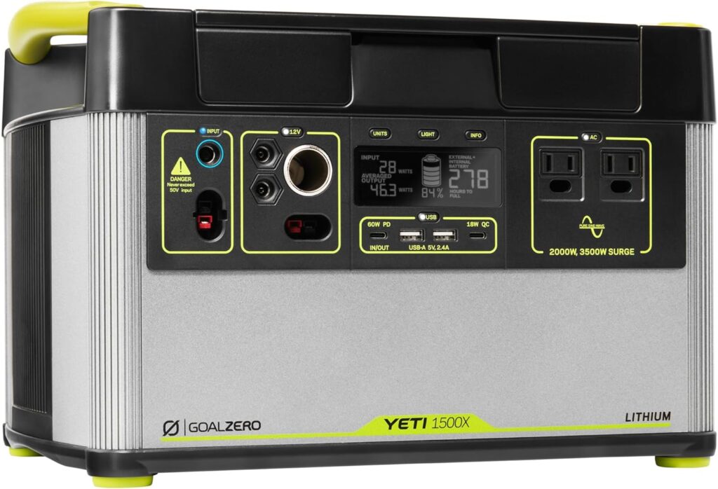 Goal Zero Yeti Portable Power Station - Yeti 1500X w/ 1,516 Watt Hours Battery Capacity, USB Ports AC Inverter - Rechargeable Solar Generator for Camping, Travel, Outdoor Events, Off-Grid Home Use