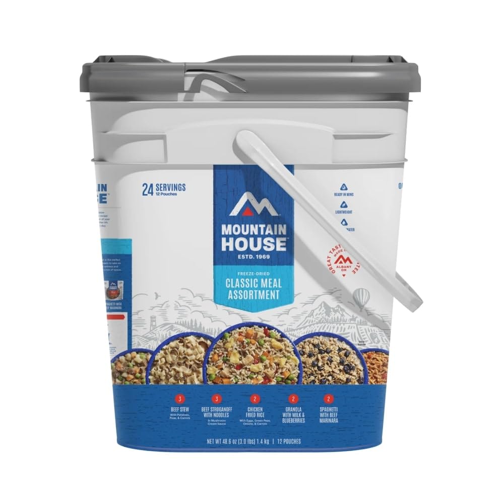 Mountain House Classic Bucket | Freeze Dried Backpacking  Camping Food | 24 Servings